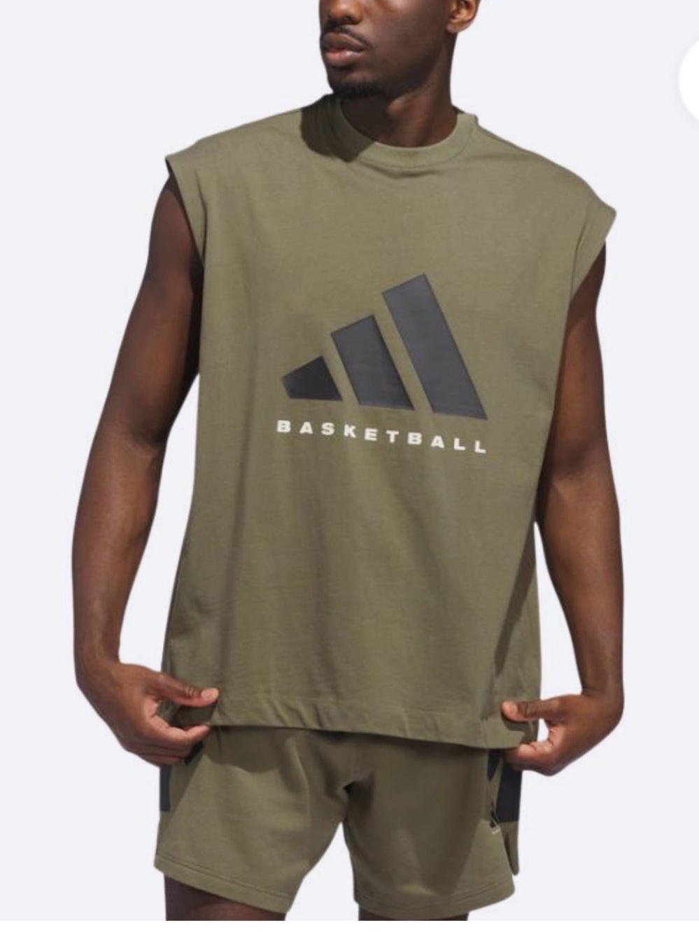 adidas Olive Green Sleeveless Basketball Tank Top